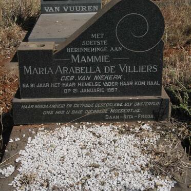 VILLIERS Maria Arabella, de nee VAN NIEKERK -1957 :: VILLIERS Daniel Johannes Joubert, de 1904-1980