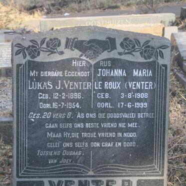 VENTER Lukas J. 1896-1954 & Johanna Maria LE ROUX 1908-1999