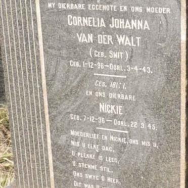 WALT Cornelia Johanna, van der 1896-1943 :: VAN DER WALT Nickie 1936-1945