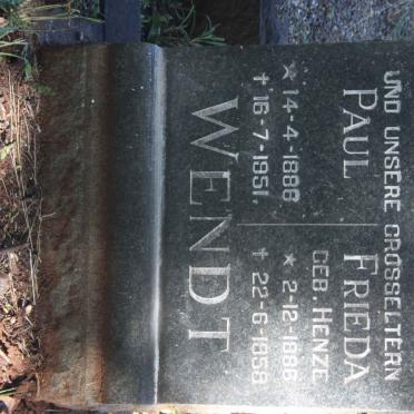 WENDT Paul 1886-1951 &amp; Frieda HENZE 1886-1959