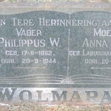 WOLMARANS Philippus W. 1862-1944 &amp; Anna W.C. LABUSCHAGNE 1875-1950