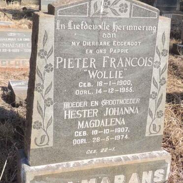 WOLMARANS Pieter Francois 1900-1955 & Hester Johanna Magdalena 1907-1974