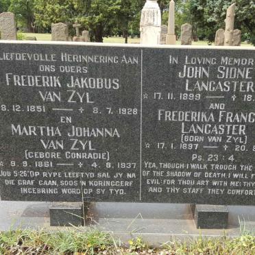 ZYL Frederik Jakobus, van 1851-1928 &amp; Martha Johanna CONRADIE 1861-1937