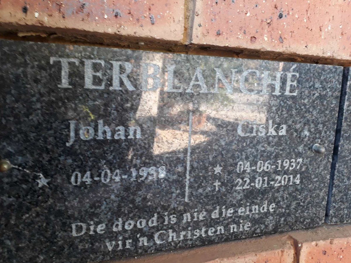 TERBLANCHÉ Johan 1938- &amp; Ciska 1937-2014