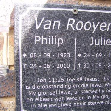 ROOYEN Philip, van 1923-2010 &amp; Julie 1927-2014