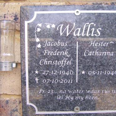 WALLIS Jacobus Frederik Christoffel 1940-2011 &amp; Hester Catharina 1946-