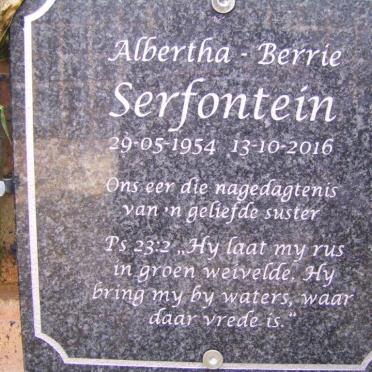 SERFONTEIN Albertha 1954-2016