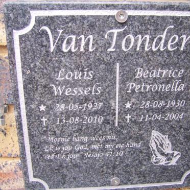 TONDER Louis Wessels, van 1927-2010 &amp; Beatrice Petronella 1930-2004