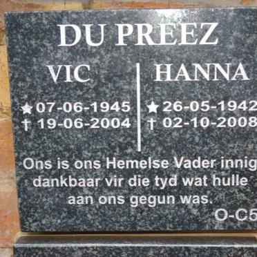 PREEZ Vic 1945-2004 &amp; Hanna 1942-2008