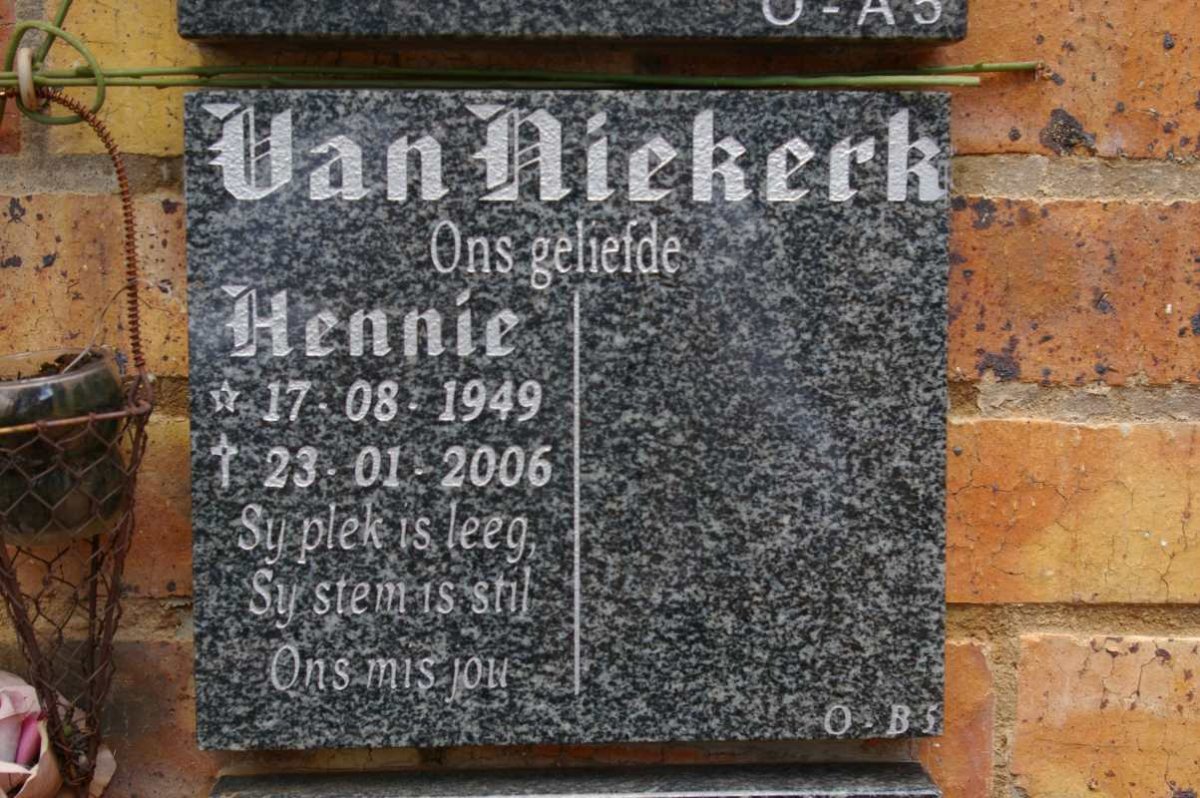 NIEKERK Hennie, van 1949-2006