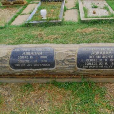 ABRAHAM Johannes Hendricus 1908-1978 &amp; Hester Elizabeth VAN ROOYEN 1919-1997