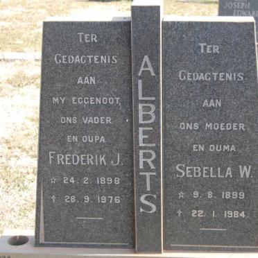 ALBERTS Frederik J. 1898-1976 &amp; Sebella W. 1899-1984
