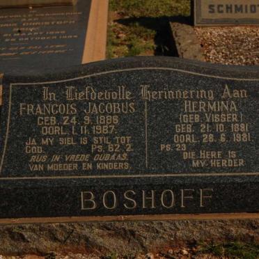 BOSHOFF Francois Jacobus 1886-1987 & Hermina VISSER 1891-1981