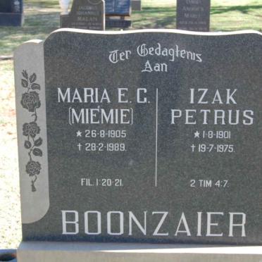 BOONZAIER Izak Petrus 1901-1975 &amp; Maria E.G. 1905-1989