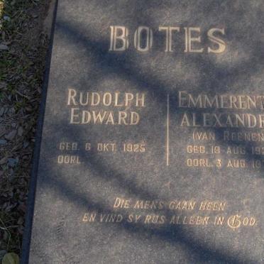 BOTES Rudolph Eward 1925- &amp; Emmerentia Alexander VAN REENEN 1927-1979