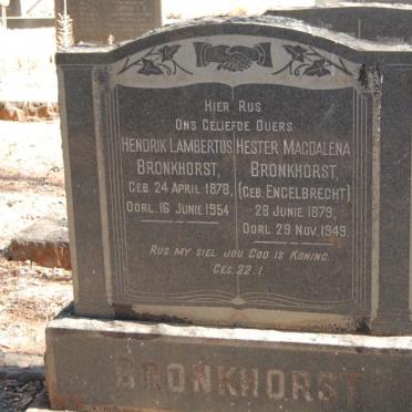 BRONKHORST Hendrik Lambertus 1878-1954 &amp; Hester Magdalena ENGELBRECHT 1879-1949