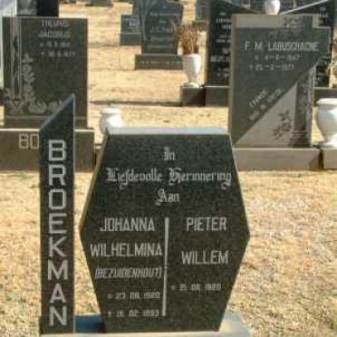 BROEKMAN Pieter Willem ??- &amp; Johanna Wilhelmina BEZUIDENHOUT ??-??