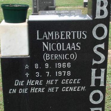 BOSHOFF Lambertus Nicolaas 1966-1978
