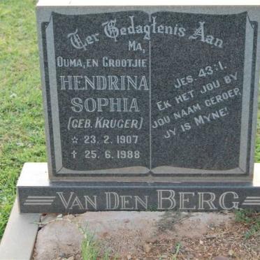 BERG Hendrina Sophia, van den nee KRUGER 1907-1988