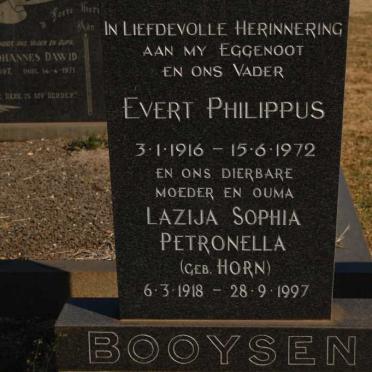 BOOYSEN Evert Philippus 1916-1972 &amp; Lazija Sophia Petronella HORN 1918-1997