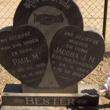 BESTER Paul M. 1921-1987 &amp; Jacoba J.M. HOLTZHAUZEN 1924-2003