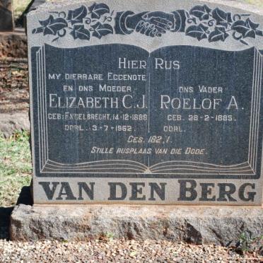 BERG Roelof A., van den 1885- &amp; Elizabeth C.J. ENGELBRECHT 1888-1962