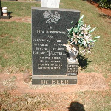 BEER Gilliam C., de 1911-1978 &amp; Aletta J. 1919-2003