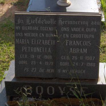 BOOYSE Francois Abram 1907-1988 &amp; Maria Elizabeth Petronella 1908-1979