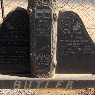 BUTLER George Matthew 1912-1965 &amp; Elena Johanna 1913-2003 :: BUTLER William 1935-2000