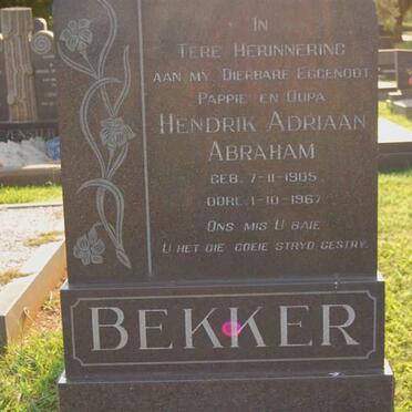 BEKKER Hendrik Adriaan Abraham 1905-1967