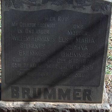 BRUMMER Willem Hermanus Stefanus 1866-1949 &amp; Elsie Maria Sophya 1870-1956