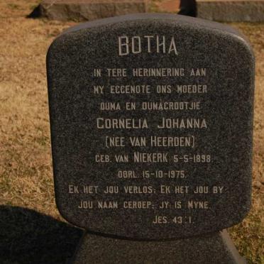 BOTHA Cornelia Johanna, formerly VAN HEERDEN, nee VAN NIEKERK 1898-1975