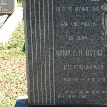 BOTHA Maria E.H. nee REDELINGHUYS 1891-1970