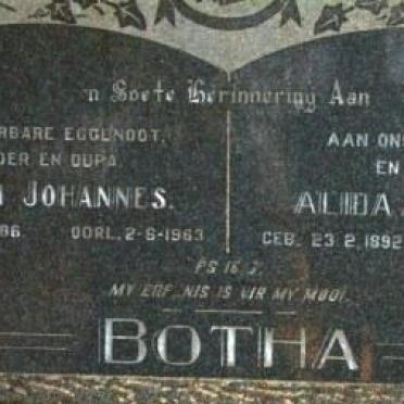 BOTHA Adam Johannes 1886-1963  &amp; Alida Aletta 1892-1980