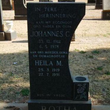 BOTHA Johannes C. 1912-1978 &amp; Heila M. 1919-1991