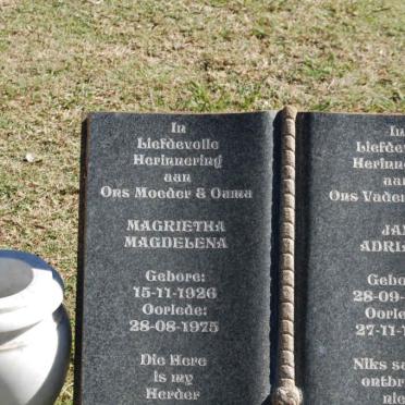 BOTHA Jan Adriaan 1919-1981 &amp; Magrietha Magdalena 1926-1975 