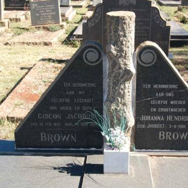 BROWN Gideon Jacobus 1892-1969 &amp; Johanna Hendrika C. JOUBERT 1901-1985