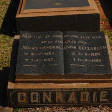 CONRADIE Josias Hendrik 1904-1967 &amp; Anna Elizabeth 1900-1995