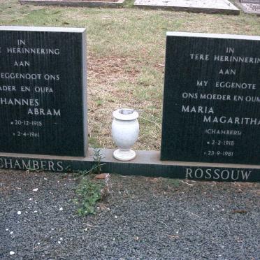 CHAMBERS Johannes Abram 1915-1961 &amp; Maria Magaritha nee ROSSOUW 1918-1981