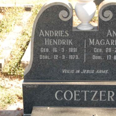 COETZER Andries Hendrik 1891-1973 &amp; Anna Magaretha 1901-1989