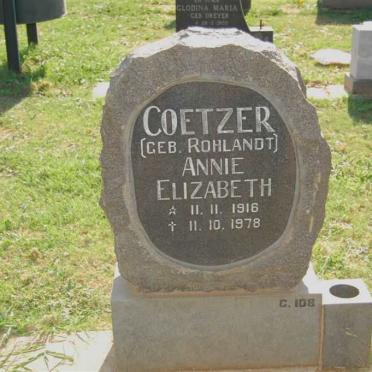 COETZER Annie Elizabeth nee ROHLANDT 1916-1978