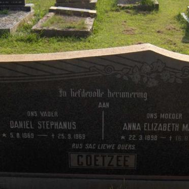 COETZEE Daniel Stephanus 1869-1969 &amp; Anna Elizabeth Maria 1898-1973