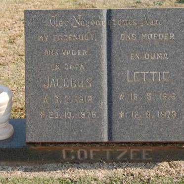 COETZEE Jacobus 1912-1976 &amp; Lettie 1916-1978