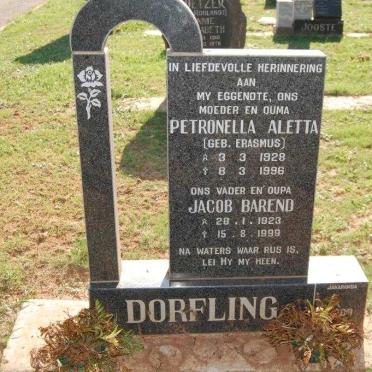DORFLING Jacob Barend 1923-1999 &amp; Petronella Aletta ERASMUS 1928-1996