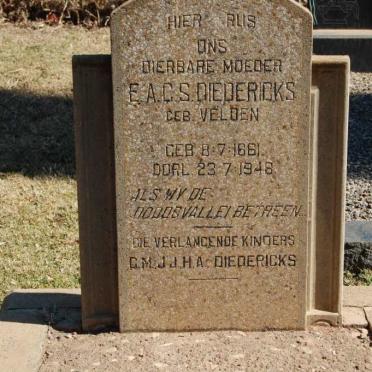 DIEDERICKS E.A.C.S. nee VELOEN 1881-1946