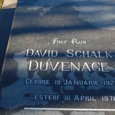 DUVENAGE David Schalk 1922-1971