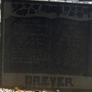DREYER Andries Frederick 1873-1951 &amp; Gloudina Maria 1877-1962