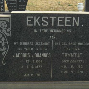EKSTEEN Jacobus Johannes 1902-1977 & Tryntje DEKKER 1901-1979