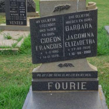 FOURIE Gideon Francois 1915-1978 &amp; Jacomina Elizabetha 1920-2001
