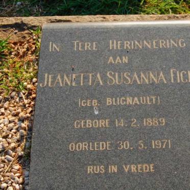 FICK Jeanetta Susanna nee BLIGNAUT 1889-1971